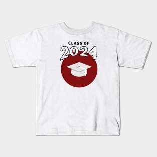 Class of 2024 Maroon and White School Colors Kids T-Shirt